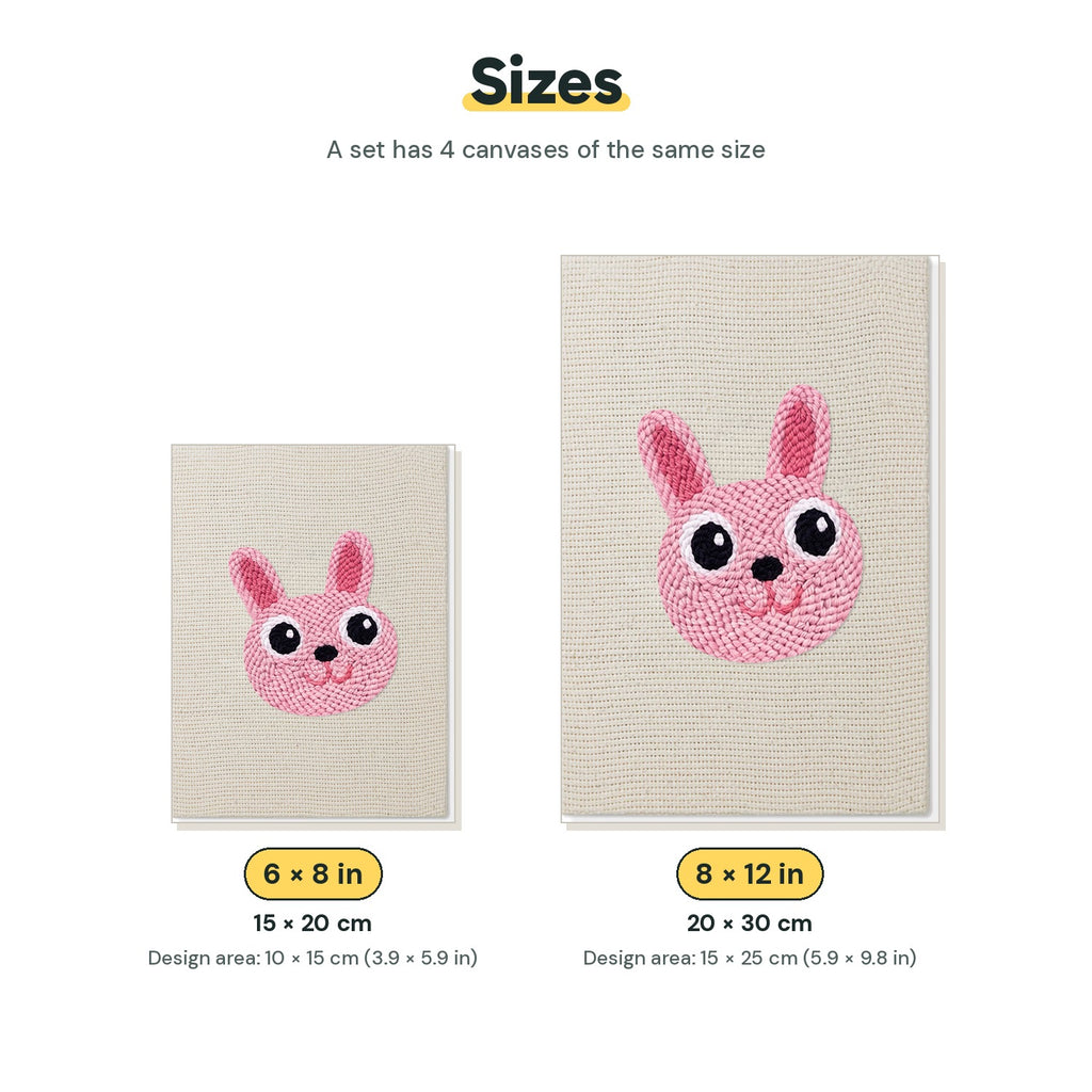 Size chart for the two mini canvas sizes: 6 x 8 in and 8 x 12 in