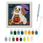 Bunny Ghost punch needle kit: finished canvas with threads, punch needle and threader