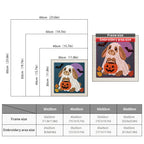 Size chart for square punch needle kits from 30 x 30 cm to 60 x 60 cm