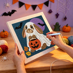 Punching the Bunny Ghost design with the punch needle