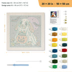 Bunny Ghost punch needle kit, 20 × 20 in (50 × 50 cm): canvas size and kit contents