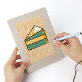 Punching a Burger and Donut mini canvas with the punch needle