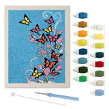 Butterfly Swirl punch needle kit: finished canvas with threads, punch needle and threader