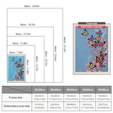 Size chart for punch needle kits from 20 x 30 cm to 60 x 80 cm