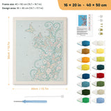 Butterfly Swirl punch needle kit, 16 × 20 in (40 × 50 cm): canvas size and kit contents