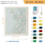 Butterfly Swirl punch needle kit, 20 × 24 in (50 × 60 cm): canvas size and kit contents