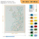 Butterfly Swirl punch needle kit, 24 × 32 in (60 × 80 cm): canvas size and kit contents