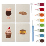 Cafe Sweet Treats mini punch needle kit set: four finished canvases with threads, punch needle and threader