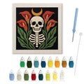 Calla Lily Skeleton punch needle kit: finished canvas with threads, punch needle and threader