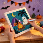 Punching the Campfire Ghost design with the punch needle