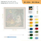 Campfire Ghost punch needle kit, 20 × 20 in (50 × 50 cm): canvas size and kit contents
