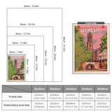 Size chart for punch needle kits from 20 x 30 cm to 60 x 80 cm