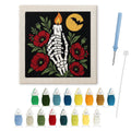 Candle in Bone Hand punch needle kit: finished canvas with threads, punch needle and threader