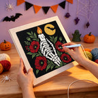 Punching the Candle in Bone Hand design with the punch needle