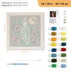 Candle in Bone Hand punch needle kit, 20 × 20 in (50 × 50 cm): canvas size and kit contents