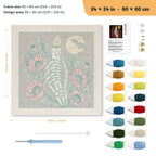 Candle in Bone Hand punch needle kit, 24 × 24 in (60 × 60 cm): canvas size and kit contents