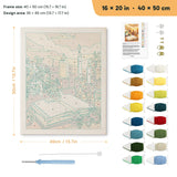 Candlelit Book punch needle kit, 16 × 20 in (40 × 50 cm): canvas size and kit contents
