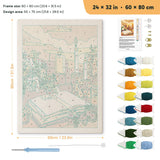 Candlelit Book punch needle kit, 24 × 32 in (60 × 80 cm): canvas size and kit contents