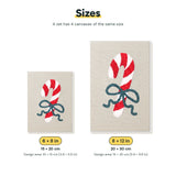 Size chart for the two mini canvas sizes: 6 x 8 in and 8 x 12 in