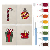 Candy Cane Gifts mini punch needle kit set: four finished canvases with threads, punch needle and threader