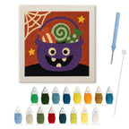 Candy Cauldron punch needle kit: finished canvas with threads, punch needle and threader