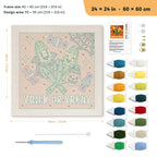 Candy Corn Cobs punch needle kit, 24 × 24 in (60 × 60 cm): canvas size and kit contents