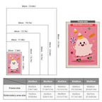 Size chart for punch needle kits from 20 x 30 cm to 60 x 80 cm