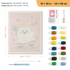 Candy Corn Hat Ghost punch needle kit, 16 × 20 in (40 × 50 cm): canvas size and kit contents