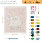 Candy Corn Hat Ghost punch needle kit, 20 × 24 in (50 × 60 cm): canvas size and kit contents