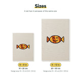 Size chart for the two mini canvas sizes: 6 x 8 in and 8 x 12 in