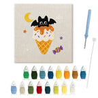 Caramel Cone Bat punch needle kit: finished canvas with threads, punch needle and threader