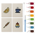Caramel Pudding Cafe mini punch needle kit set: four finished canvases with threads, punch needle and threader