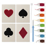 Card Suits mini punch needle kit set: four finished canvases with threads, punch needle and threader