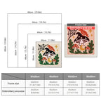 Size chart for square punch needle kits from 30 x 30 cm to 60 x 60 cm