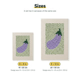 Size chart for the two mini canvas sizes: 6 x 8 in and 8 x 12 in