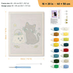 Cat and Ghost Candy Bag punch needle kit, 16 × 20 in (40 × 50 cm): canvas size and kit contents