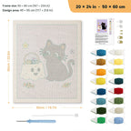 Cat and Ghost Candy Bag punch needle kit, 20 × 24 in (50 × 60 cm): canvas size and kit contents