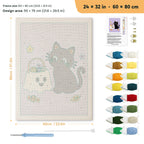 Cat and Ghost Candy Bag punch needle kit, 24 × 32 in (60 × 80 cm): canvas size and kit contents