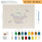 Cat Ghost in a Witch Hat punch needle kit, 24 × 32 in (60 × 80 cm): canvas size and kit contents