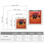 Size chart for square punch needle kits from 30 x 30 cm to 60 x 60 cm