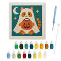 Cat in a Ghost Sheet punch needle kit: finished canvas with threads, punch needle and threader