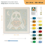 Cat in a Ghost Sheet punch needle kit, 24 × 24 in (60 × 60 cm): canvas size and kit contents
