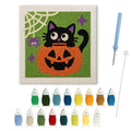 Cat in a Pumpkin punch needle kit: finished canvas with threads, punch needle and threader