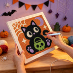 Punching the Cat with Skull Pail design with the punch needle