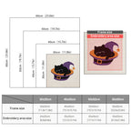Size chart for square punch needle kits from 30 x 30 cm to 60 x 60 cm
