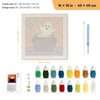 Cauldron Ghost punch needle kit, 16 × 16 in (40 × 40 cm): canvas size and kit contents