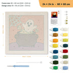 Cauldron Ghost punch needle kit, 24 × 24 in (60 × 60 cm): canvas size and kit contents