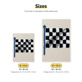 Size chart for the two mini canvas sizes: 6 x 8 in and 8 x 12 in
