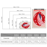 Size chart for punch needle kits from 20 x 30 cm to 60 x 80 cm