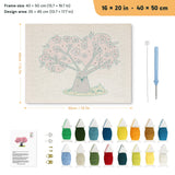 Cherry Blossom Tree punch needle kit, 16 × 20 in (40 × 50 cm): canvas size and kit contents